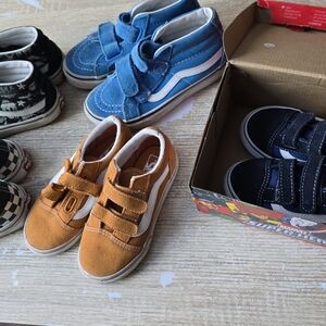Vans Kids' Orange and Blue Velcro Sneakers